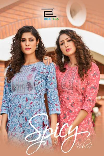 Spicy Vol 1 By Blue Hills Fancy Cotton Summer Wear Kurti Collection